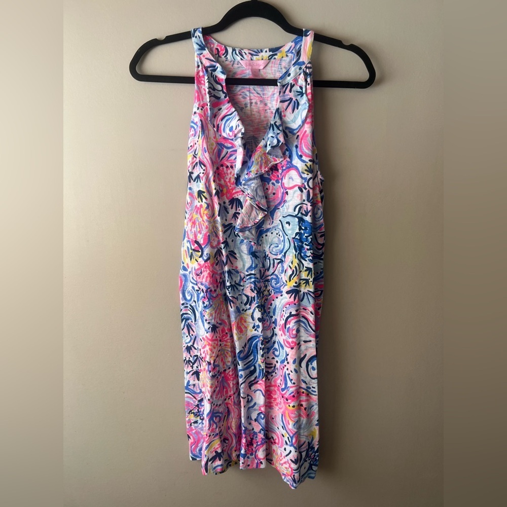 Lilly Pulitzer Pink, Blue & Yellow Swirl Sleeveless Dress